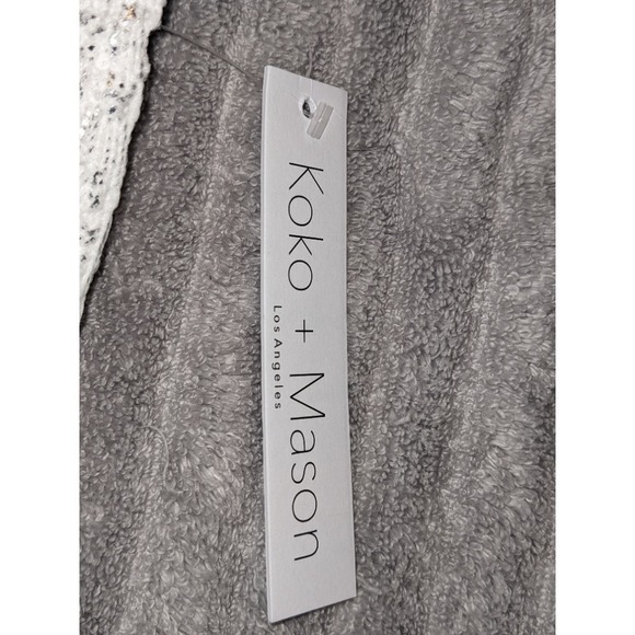 Koko + Mason Silver Metallic Knit Sweater Sparkly Modern Party Top Women's M NWT - Picture 8 of 9